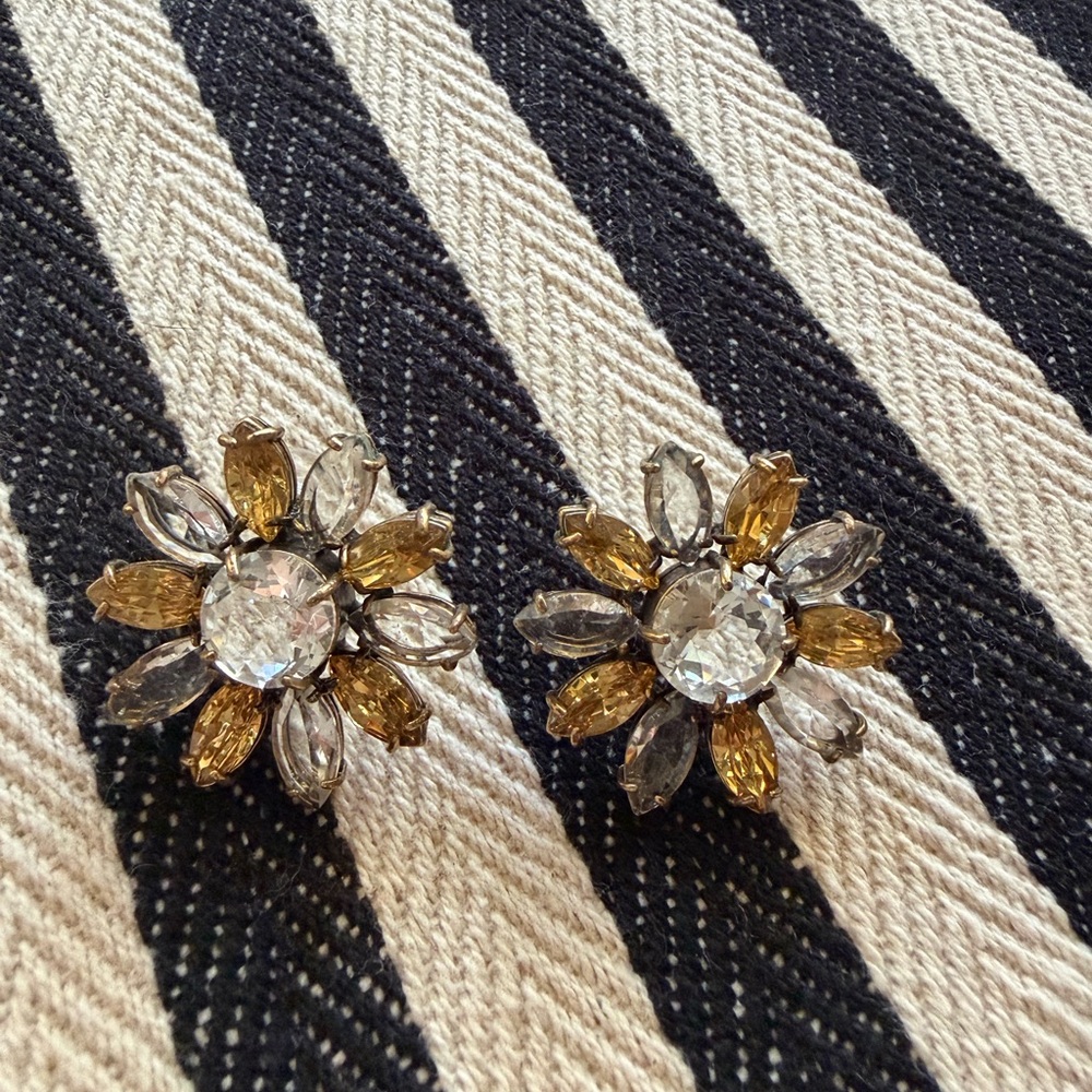 Ann Taylor Gold and Silver Floral Earrings